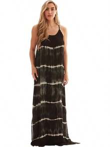 Tie Dye Spaghetti Strap Maxi Dress - White - View 1