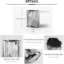 Silber Blume Vase, 9,2 Zoll hoch Minimalist Keramik Vase, eklektische Blumentopf für Home Office Tischdekoration Housewarming Hochzeit Geburtstag Festival Geschenk