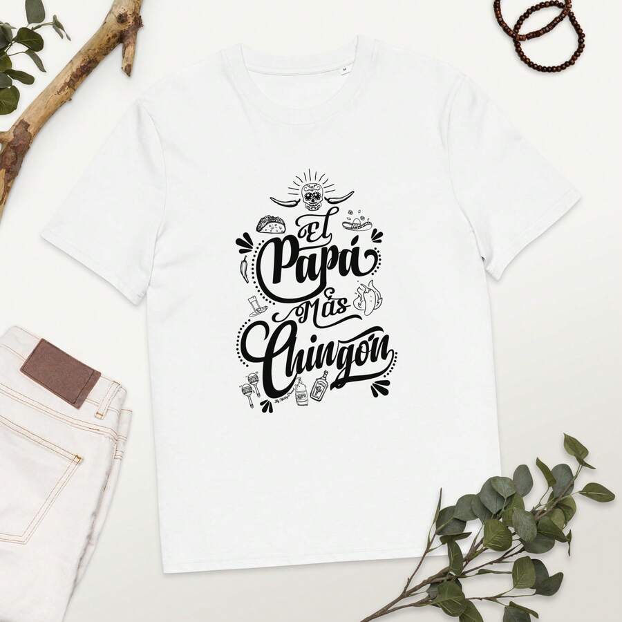 Playera día del padre. "El papá mas CHING..." . Detalle abuelo. Playera para papá. Regalo para papá. Playera para abuelo. Regalo para abuelo - Blanco - Ver 1