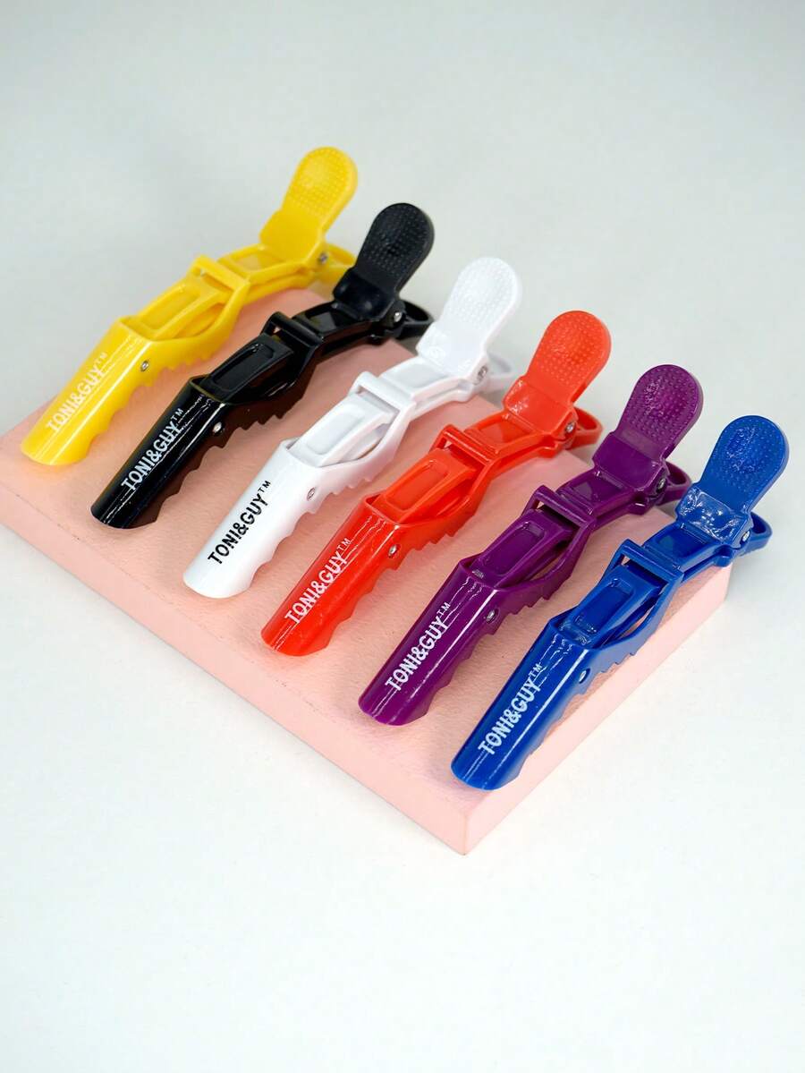 6pcs Salon Alligator Clips, Plastic Alligator Clips, Hairdressing Seamless Bangs Clips ,Pastel Alligator Hair Clips,Duckbill Alligator Clips,Professional Styling Clips For Women, Non-Slip Design, Makeup Artist Side Positioning Clips ,Hairdressing Tools Barber Partition Clips,Slick Back Brush,Barber Accessories,Hair Dryer - Multicolor - View 1