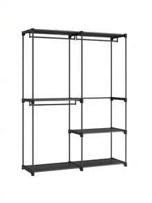 Clothes Wardrobe, Portable Closet, Clothes Garment Rack, 43 X 138 X 182 Cm, 3 Hanging Rods And Shelves, Large Capacity For Bedroom, Living Room, Laundry Room, Black - 黑色 - 查看 7