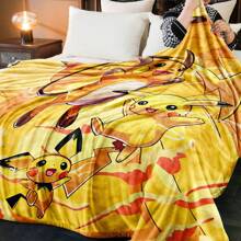 pokemon 1pc Pokemon Pikachu Flannel Blanket | Polyester, Comfortable For All Seasons | Suitable For Sofa, Bed, Travel And Camping | Modern Cartoon Design With Pikachu Character | Ideal Gift For Pokemon Fans