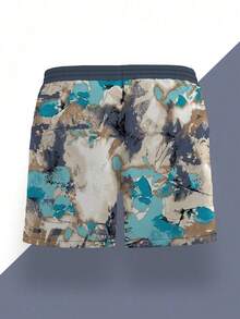 Men's Summer Printed Pattern Drawstring Waist Slant Pocket Hawaiian Quick-Dry Double-Layer Mesh Lined Shorts, Coconut Tree 3D Artistic Print, Fashion Casual Beachwear Swim Trunks - Multicolor - View 4