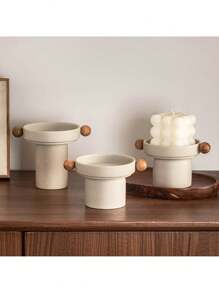 1 Pc Ceramic High Stem Candle Holder, Living Room High-Aesthetic Atmosphere Diffuser Base, Retro Ceramic Fragrance Tray