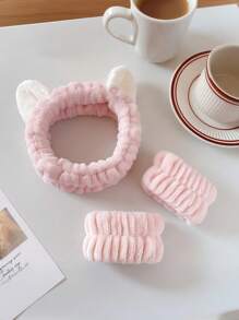 Cat Ears Coral Velvet Face Spa Hairband - Comfortable And Stylish Wash And Make-Up Headband Cute Face Wash Hair Band Plush Headband Wider Non-Slip Face Wash Make Up Anti Wet Hair Sports Face Wash Special Hair Tie Back To School