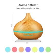 550ml Essential Oil Diffuser With Remote Control, Ultrasonic Humidifier, 7 Color LED Light & 6 Oils