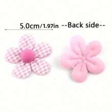 20pcs Handmade Fabric Flower Appliqués (Random Color)For DIY Crafts – 1.97inch Gingham Checkered & Solid Color Hair Clips, Patches For Clothing, Shoes, Hats & Accessories