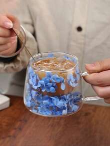 1 Pc,Double Wall Glass Cup,Petal Decoration,Creative Water Cup,Coffee Cup,Tea Cup,Milk Cup,Juice Cup,Insulated,Fresh,Aesthetic,Unique Design,Photo Props,Great Gift,Birthday Gift,Holiday Gift,For Bestie,For Friends,For Colleague,Enhance Your Life Style,Brighten Your Desk