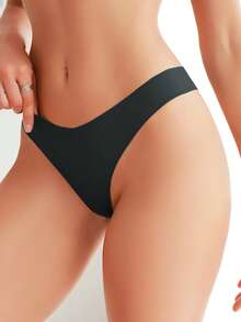 20pcs Of Women's Multi-Color Simple Comfortable Breathable Four Seasons Can Wear Seamless Low Waist Sexy Thong Bikini - Nhiều màu - Xem 3