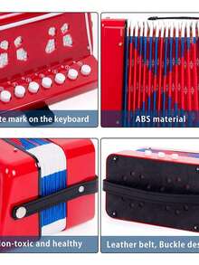 7-Key Mini Accordion For Kids Musical Toy - Red - View 2