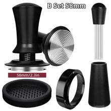 1 juego de 51/53/58mm Espresso Coffee Tamper Kit, 4/8 piezas, incluye Espresso Tamper, Anillo de dosificación magnético de metal, Estera para tamizar y Distribuidor de Pin, Base espiral de acero inoxidable con presión ajustable, adecuado para entusiastas del café en negocios y en el hogar, manualidades, fiestas, oficina y vuelta al cole