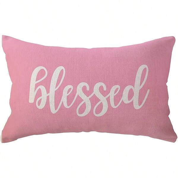 1/2pcs, Polyester, Lumbar Throw Pillow Covers Farmhouse Rustic Decorative Rectangular/Waist Pillowcases 12 X 20 Inch Front/Porch Decor Cushion Covers Housewarming, Pink, Single-Sided,No Pillow Core
