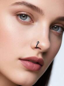 CIZME Different Style Nose Ring, Black Red Nose Ring Septum Horseshoe Earring Eyebrow Lip Helix Tragus Cartilage Piercing Ring, Mustache Shape Nose Piercing, Tongue Ring, Fake Nose Ring CZ African Nose Cuffs, Nose Rings Clip On Nose Jewelry For Woman Gift For Party
