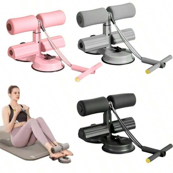 1 Stück Sit-Up Helfer mit 2 Saugnäpfen & Zugseil, 3-stufige Höhenverstellung, Stahlrohr, geeignet für Bauchmuskel-Training und Yoga-Gewichtsverlust Zuhause und im Büro, ohne Batterien benötigtes Fitness-Zubehör