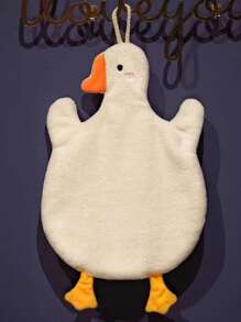 1pc Cute Goose Hand Towel, Double-Layer Coral Fleece Hanging Bathroom Kitchen Towel, Soft Absorbent Quick-Dry Bathroom Decor Back To School Dish Cloths Kitchen Towel