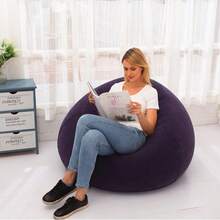 1pc New PVC Plush Inflatable Lazy Sofa, Spherical Chair, Foldable Outdoor Lounge Recliner Stool, Suitable For Living Rooms, Bedrooms, Reading Rooms, Camping - Blue - View 8