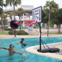 HY-B064S Portable Movable Swimming Pool PVC Transparent Backboard Basketball Stand (Basket Adjustment Height 1.15m-1.35m) Maximum Applicable For 7 # Ball