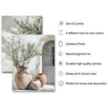 Set Of 2 Unframed Neutral Boho Cactus Olive Tree Wall Art Poster Canvas Print Minimalist Mediterranean Travel Painting For Apartment,Living Room,Bedroom,Modern Home Decoration - Multicolor - View 5