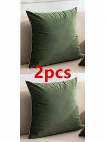 1 件/2 件双面天鹅绒抱枕套，现代简约加厚纯色天鹅绒靠垫套，适用于客厅卧室沙发，季节性使用，无枕芯，30*50 厘米和 45*45 厘米 - 墨綠色 - 查看 13