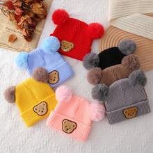 Baby Winter Hat Cute Bear Pattern Knit Beanie Warm Cap For Infant Newborn Cold Weather Accessories