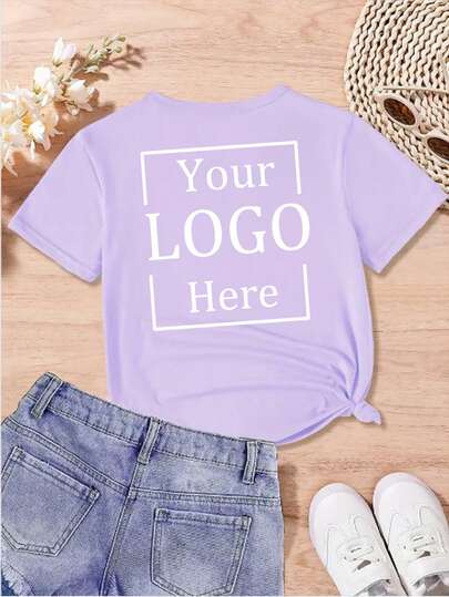 Camiseta personalizada para niña preadolescente - Dibujo/Imagen/Cumpleaños Logotipo personalizado/Foto/Patrón, Logotipo del equipo, Logotipo del grupo, Familiar, Mascota o cualquier cosa que se pueda personalizar - Simplemente carga la foto