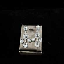 1套夸张水钻水滴吊坠项链耳环套装女士奢华派对晚礼服珠宝 - 銀色 - 查看 8