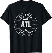 Atlanta Georgia Shirt Sports Old Retro Vintage United Tee T-Shirt@DIS Christmas Gifts - Black - View 1