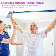 Bandas de resistencia, set de 5 bandas elásticas de ejercicio para fitness, yoga, pilates, estiramientos y entrenamiento de fuerza, bandas de ejercicio para mujeres y hombres para el gimnasio en casa - Azul - Ver 9