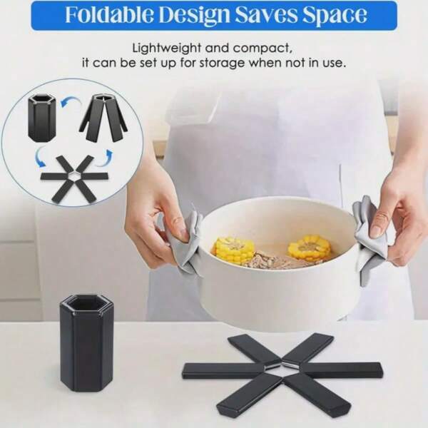 1 Pc/2 Pcs/3 Pcs Heat-Resistant Foldable Pot Mat, Foldable Six-Jaw Heat-Resistant Anti-Scalding Mat, Plastic Table Mat For Hot Bowls And Plates, Non-Slip Coaster, High-Temperature Tableware Protector