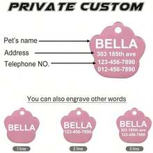 Custom Dog Tags Pendant, Personalised Cat Dog Puppy Pet ID Name Pendants, Collar Tag Pendant Pet Accessories Cat's Paw Shape Pendant, Prevention Of Accidental Loss Perfect Gift For Your Pet - Multicolor - View 4