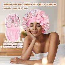 1/2/4/5Pcs Women's Bonnets Elastic Strap Style Silk Smooth Color Ding Hair Satin Bonnets Casual Home Daily Hair Care Bonnets