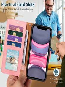 1 Stück PU Brieftaschen-Handyhülle mit Magnetverschluss kompatibel mit iPhone 14/14 Pro/14 Pro Max RFID-blockierend 4 Kartenfächer, Handgelenkschlaufe, stoßfest, schützende Ständer-Soft-Leder-Folio-Flip-Handyhülle
