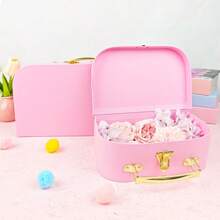 2Pcs Suitcase Gift Box Pink Storage Box Cosmetics Stationery And Jewelry Storage Birthday Gift Wrap Wedding Graduation Gift Wrapping Boxes School Supplies, Back To School