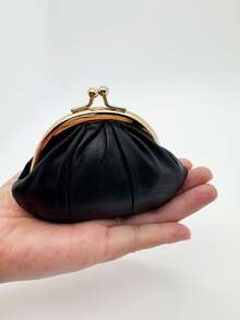 Ví nhỏ kiểu da cừu cổ điển dành cho nữ - Ví kẹp tiền xu tông vàng & ngăn đựng thẻ, Ví thời trang bằng da dành cho nữ, Túi đựng tiền xu gấp đôi cổ điển, Ví cầm tay khóa Kiss thanh lịch - Nhỏ gọn & thời trang với khóa Kiss, Ví điện thoại nhiều ngăn - Nhiều màu - Xem 2