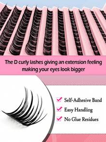 130pcs Fluffy Cluster False Eyelashes, D Curl, Soft & Reusable, Segmented Single Lashes, DIY Cluster Eyelash Extension, 8-16mm Mixed, Natural Thick Individual Lashes, Makeup Tools - 黑色 - 查看 5
