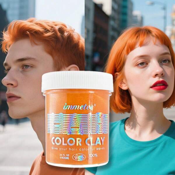 immetee Immetee 100ml One-Time Use Hair Wax/Mud, Orange, Dye Hair Material, Natural Styling, Not Stiff, Easy To Wash, For Daily Styling, Parties, Halloween, Birthdays, Customize Your Own Color Temporary Hair Dye