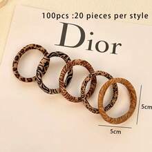 5条装女士发圈，新款高弹无缝豹纹发带，马尾辫发绳，女士高吸睛加厚发圈，马尾辫发圈，发绳，动物纹发带 - 彩色 - 查看 15