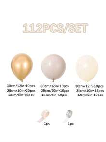 112个沙白色金色气球花环拱门婚礼成人生日派对装饰 - 彩色 - 查看 9