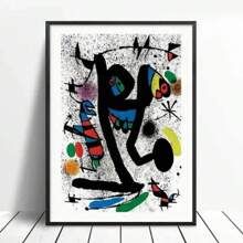 1pc Vibrant Modern Pop Wall Art Joan Miro Surrealism Colorful Abstract Canvas Poster Prints For Bedroom Living Room Decor Perf Optional Frame ﻿
