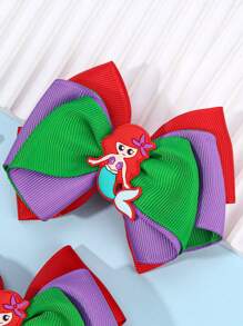 2pcs Mermaid Hair Bows For Girls Red Purple Green Grosgrain Ribbon Marine Bow Alligator Clips Cute Mermaid Bow Hair Clips Beach Vacation Outfits Bow Barrettes Kids Hair Accessories