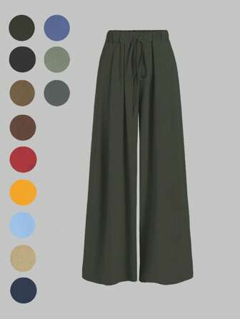 2025新款秋季早秋休闲女士长裤适合约会、学生装、日常出行。基础百搭，休闲、沙滩等场景，休闲女士长裤，腰部抽绳设计，适合外出穿着，也可作为家居服。