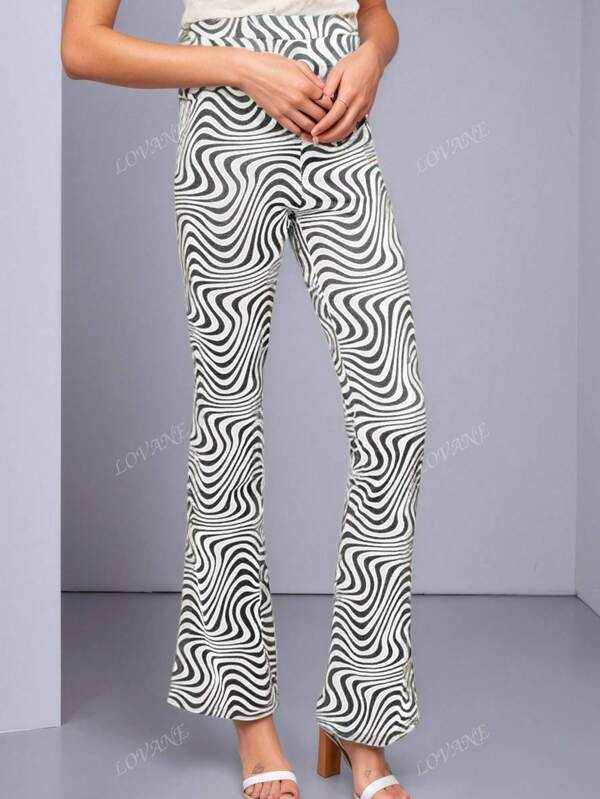 Broek met hoge taille en uitlopende pijpen en zebraprint