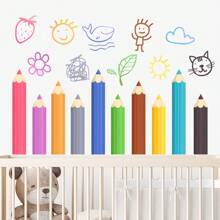 Colorful Pencil Wall Stickers, Painting Pencil Decals For School Classroom Room Decor Home Decor Wallpapers Wall Paper Wallpaper Bathroom Kitchen Personalised Stickers Wall Decor
