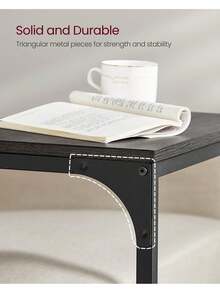C-Shaped Side Table, Bedside Table, Sofa Side Table, With Metal Frame, Industrial, For Living Room, Bedroom, Misty Grey And Ink Black - Grey - View 3