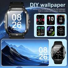 1 pieza Smartwatch unisex, compatible con smartphones Android e iOS, pantalla IPS HD de 2,01", batería de larga duración de 350 mAh, control de música, llamada inalámbrica (responder/marcar), podómetro, contador de calorías, notificación, alarma, pronóstico del tiempo, regalo para hombres - Multicolor - Ver 2