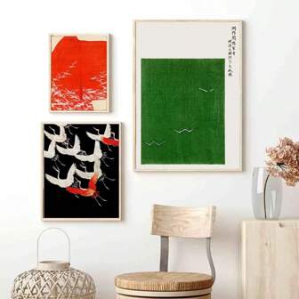 1 Stück optional gerahmte klassische, retroartige Wandkunst Japanischer fliegender Kranich HD Leinwanddruck Poster Heim Wohnzimmer Schlafzimmer Dekoration