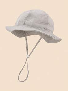 1pc Unisex Baby 1-2Y Sun Protective Cute Solid Color Simple Gauze Bucket Hat For Outdoor - 1PC - View 18