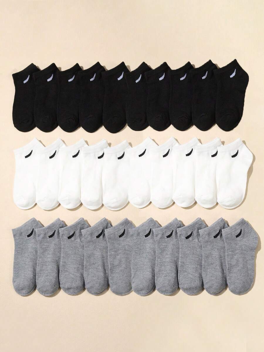 15 Pairs Unisex Thin Breathable Comfy Deodorant Sweat-Absorbing Low Cut Ankle Socks, Casual Plain Color Socks, Children's Socks & Hosiery For Summer Spring, Summer, Autumn And Winter Socks