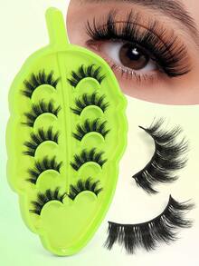 5 Pairs Manga Dense Eye Fluffy False Eyelashes With Leaf-Shaped Tray, Natural Looking, Thick And Soft,3D Natural Spiky Manga Lashes Cat-Eye Fluffy Wispy Soft Lashes Fake Eyelashes False Eyelashes Strip,Natural Soft Eyelash Crisscross Wispy Fluffy Lashes,Naturally Slender, Curled And Enlarged Eyes,For Women To Use Travel, Party ,Chrismas,Gifts For Women - 濃密款 - 查看 10