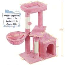 34.5" H Cat Tree Tower With Condo And Perches, Pink - Hồng - Xem 3